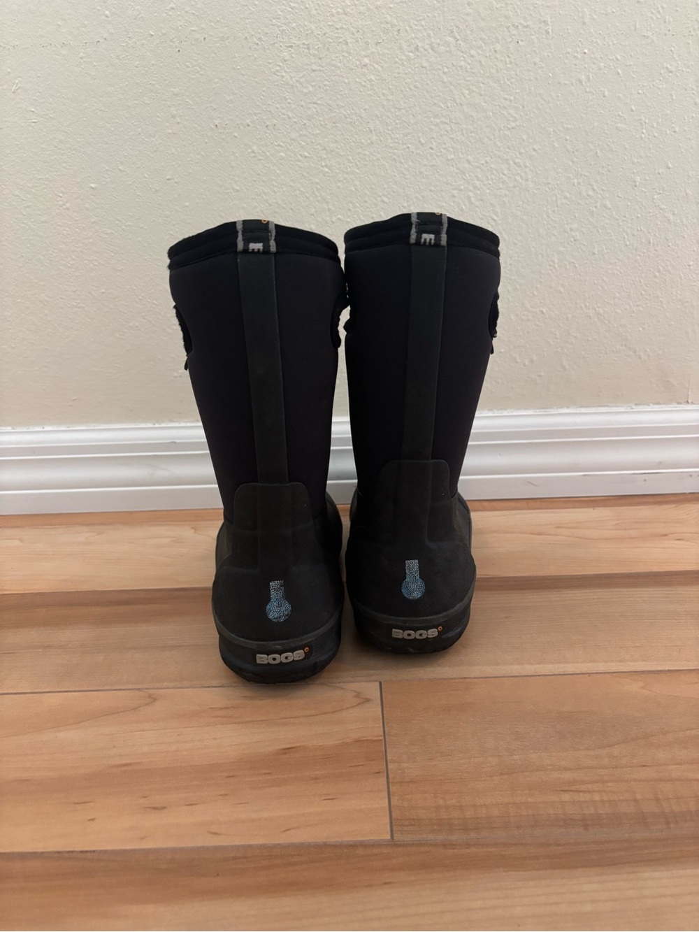 Bogs Kids Classic High Black  Waterproof Rain & Snow Boots with handle